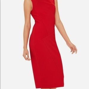 Eva Longoria Ribbed Sheath Red Dress